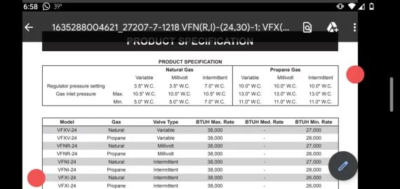 [Hearth.com] Empire VFXIP24P Propane Fireplace not flaming. Inlet 0 psi. Outlet 0.369 psi