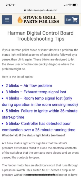 [Hearth.com] 2 blink error code on P43