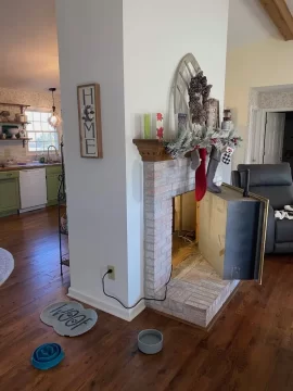 [Hearth.com] Wood stove ceiling clearance with stove tucked halfway in alcove