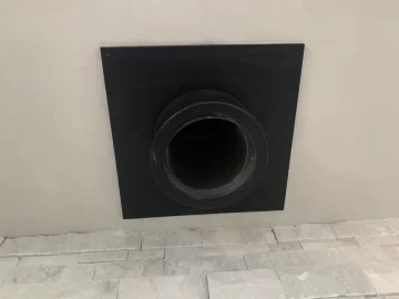 [Hearth.com] Connecting black double wall pipe to the round ceiling box?