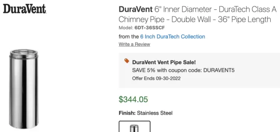 [Hearth.com] Best place to buy Double-Wall Insulated Chimney Pipe - Class A