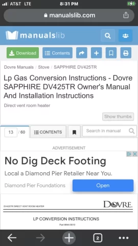 [Hearth.com] Dovre 425 NG to LP