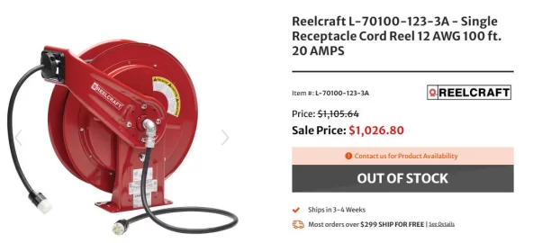 [Hearth.com] Installing 100 ft 20 Amp Retractable  extension cord in garage for electric snow blower, car vac…etc