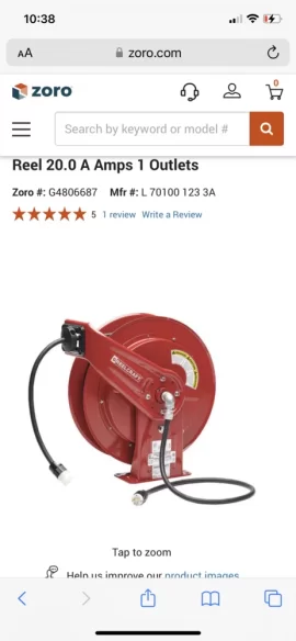 [Hearth.com] Installing 100 ft 20 Amp Retractable  extension cord in garage for electric snow blower, car vac…etc