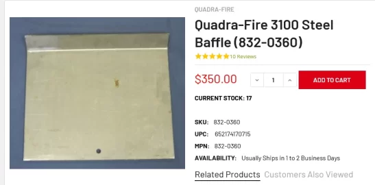 [Hearth.com] Steel baffle vs fiber baffle board. Quadra-fire 3100