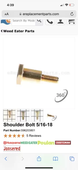 [Hearth.com] Sears 2001 Craftsman 22” Rotary Push mower large back wheel adjuster shoulder bolt snapped!