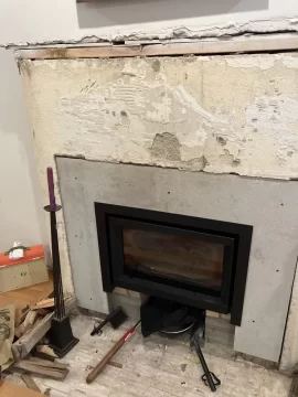 [Hearth.com] Cement board to cover gap for small insert stove?