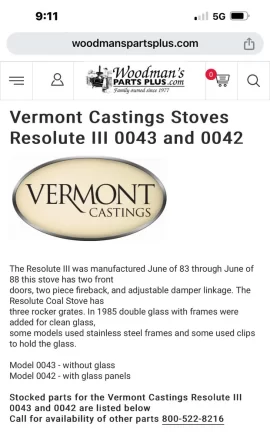 [Hearth.com] Vermont Casting Resolute warming shelf serial number