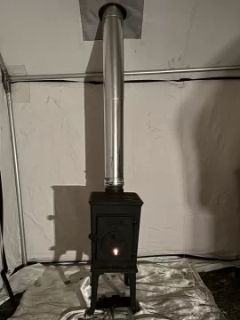 [Hearth.com] Canvas Wall Tent with old Woodland Stove need pipe help.