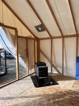 [Hearth.com] Canvas Wall Tent with old Woodland Stove need pipe help.