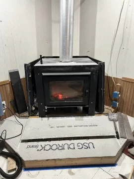 [Hearth.com] Zero clearance chimney to wood stove.