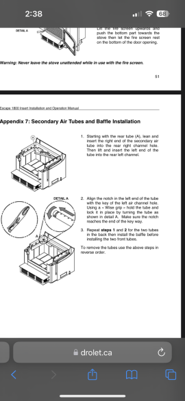 [Hearth.com] Osburn 2000 insert air tube removal