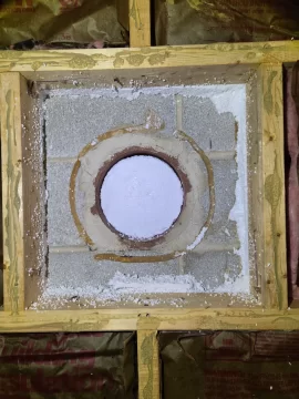 [Hearth.com] Wood Stove install - Through wall to clay flue thimble