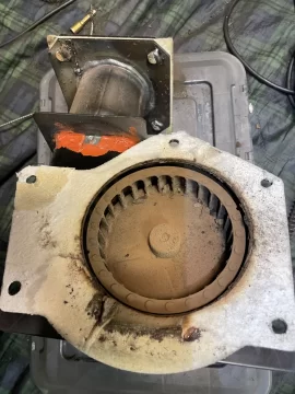 [Hearth.com] Pelpro exhaust blower upgrade from squirrel cage to 9 petal impeller blade with a little work!