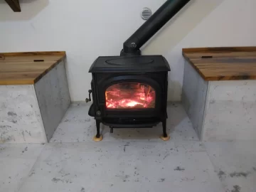 [Hearth.com] wooden shelf near stove, can cause problems ?