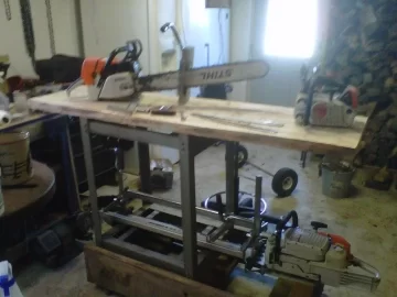 [Hearth.com] Just Built chainsaw work station on wheels.