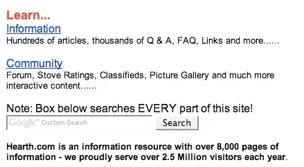 [Hearth.com] Custom searching of the entire Hearth.com site....