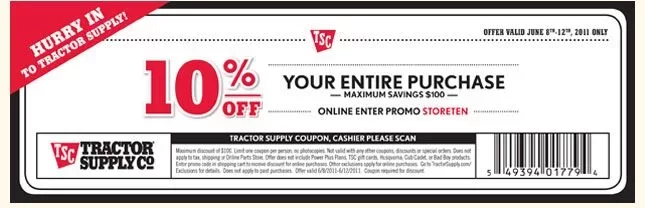 [Hearth.com] Get your 10% Tractor Supply Coupon Here