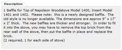 [Hearth.com] Napoleon 1402 baffle/smoke issue?