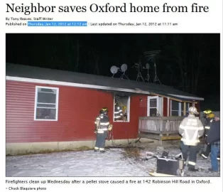 [Hearth.com] Oxford ME - Thursday, Jan 12, 2012 at 12:12 am - Window Mount Pellet Stove catches Fire!!!