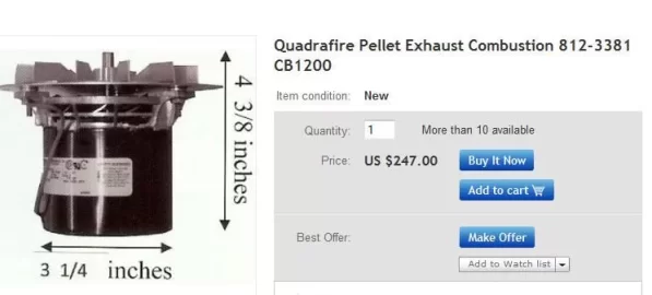 [Hearth.com] Looking for a Quadrafire Classic Bay Pellet Stove Replacement Exhaust blower? Orig is a FASCO.