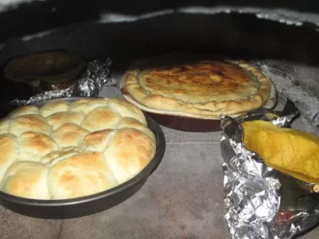 [Hearth.com] Fire and food.  Turkey pot pie from leftovers.