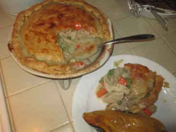 [Hearth.com] Fire and food.  Turkey pot pie from leftovers.