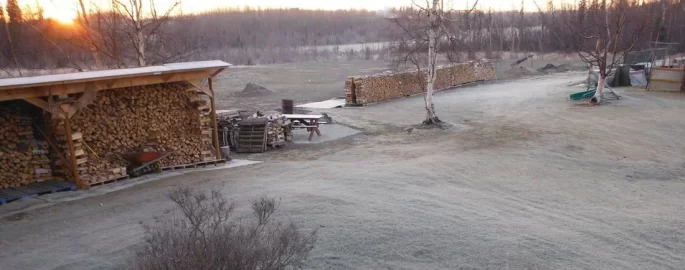 [Hearth.com] Sunset over the wood shed. No snow yet