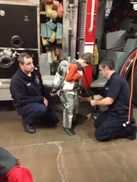 [Hearth.com] My little buddy at the firehouse