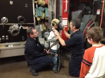 [Hearth.com] My little buddy at the firehouse