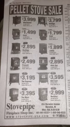 [Hearth.com] Pellet stove sale in the local rag reporter