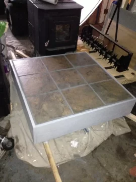 [Hearth.com] Raised Waterproof Wood Pellet Stove Hearth for Garage!