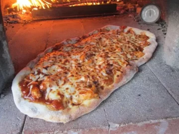 [Hearth.com] Wood fire oven chasing away a chilly day.  The usual food content warning.